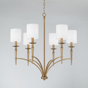 Aurora 31" Six Light Chandelier, Aged Brass