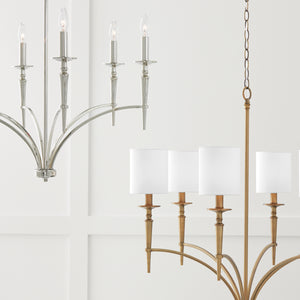 Aurora 31" Six Light Chandelier, Aged Brass