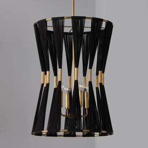 Stella 19.5'' Four Light Foyer Pendant, Black Rope and Brass - Alternate Product Image 2.jpg