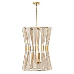 Stella 19.5'' Four Light Foyer Pendant, Bleached Natural Rope and Brass - Alternate Product Image 1.jpg