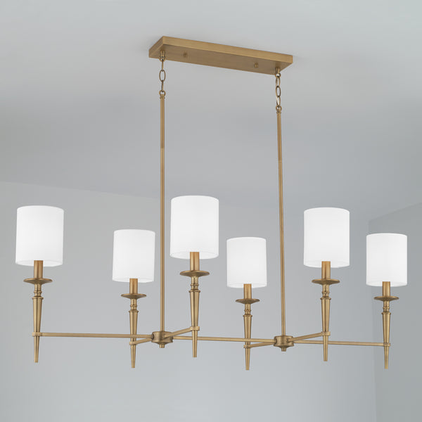 Aurora 48" Six Light Island Pendant, Aged Brass