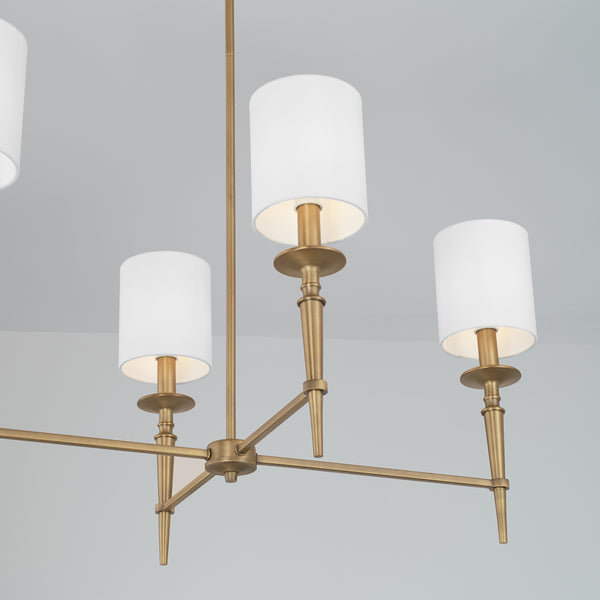 Aurora 48" Six Light Island Pendant, Aged Brass