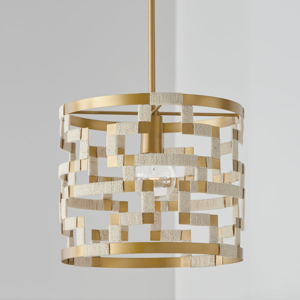 Mira 13.5'' One Light Pendant, Bleached Natural Jute and Brass - Alternate Product Image 2.jpg