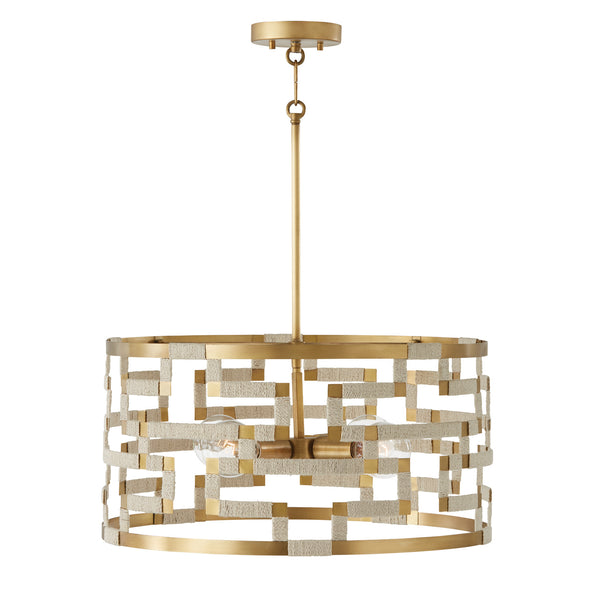 Mira 21.5'' Four Light Pendant, Bleached Natural Jute and Brass - Alternate Product Image 1.jpg