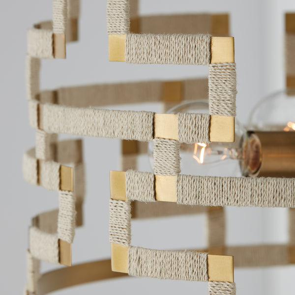 Mira 21.5'' Four Light Pendant, Bleached Natural Jute and Brass Alt 4.jpg