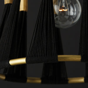 Stella 12.25'' One Light Pendant, Black Rope and Brass Alt 4.jpg