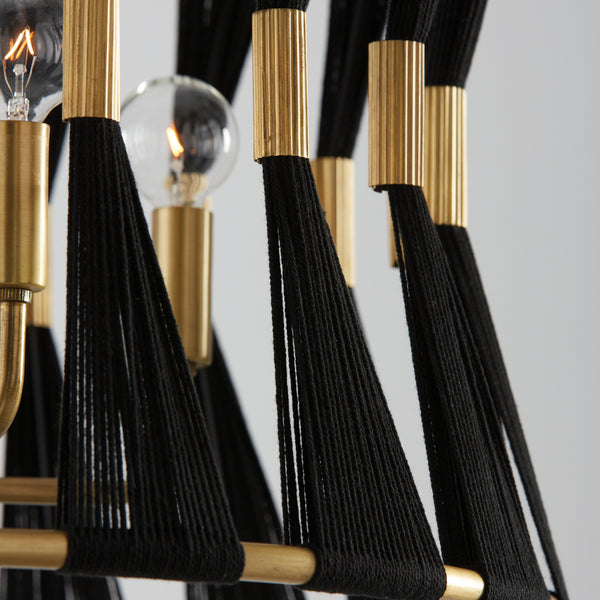 Stella 24.5'' Six Light Pendant, Black Rope and Brass Alt 4.jpg