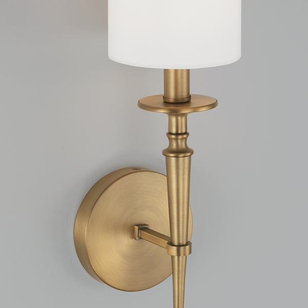 Aurora 5" One Light Wall Sconce, Aged Brass