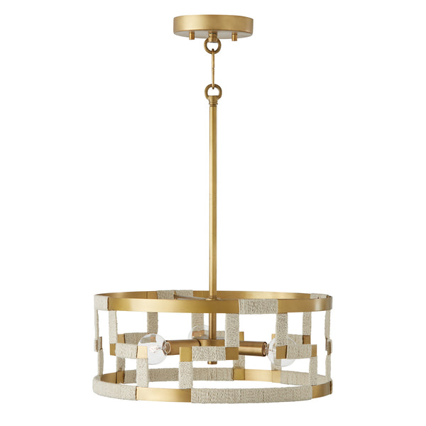 Mira 15.25'' Three Light Semi-Flush Mount, Bleached Natural Jute and Brass - Alternate Product Image 1.jpg