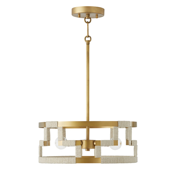 Mira 15.25'' Three Light Semi-Flush Mount, Bleached Natural Jute and Brass Alt 5.jpg
