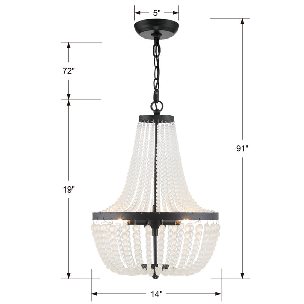 Kylie 14'' Three Light Chandelier, Matte Black Alt 5.jpg