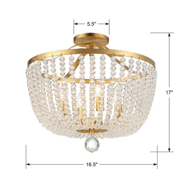 Kylie 16.5'' Four Light Semi Flush Mount, Antique Gold Alt 4.jpg