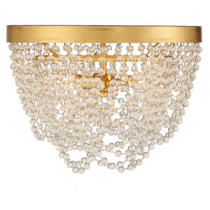 Fioluxe 13.75'' Three Light Flush Mount, Antique Gold Clear - Alternate Product Image 1.jpg