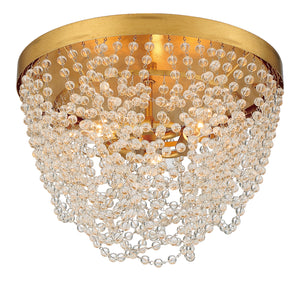 Fioluxe 13.75'' Three Light Flush Mount, Antique Gold Clear - Alternate Product Image 2.jpg