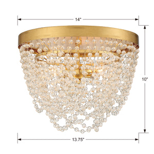Fioluxe 13.75'' Three Light Flush Mount, Antique Gold Clear Alt 5.jpg
