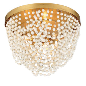 Fioluxe 13.75'' Three Light Flush Mount, Antique Gold White - Alternate Product Image 2.jpg