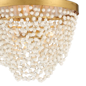 Fioluxe 13.75'' Three Light Flush Mount, Antique Gold White Alt 4.jpg