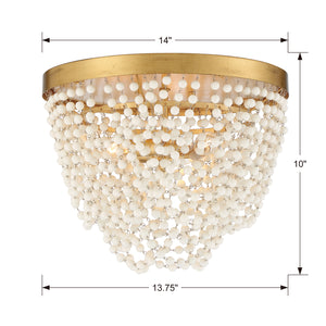 Fioluxe 13.75'' Three Light Flush Mount, Antique Gold White Alt 5.jpg