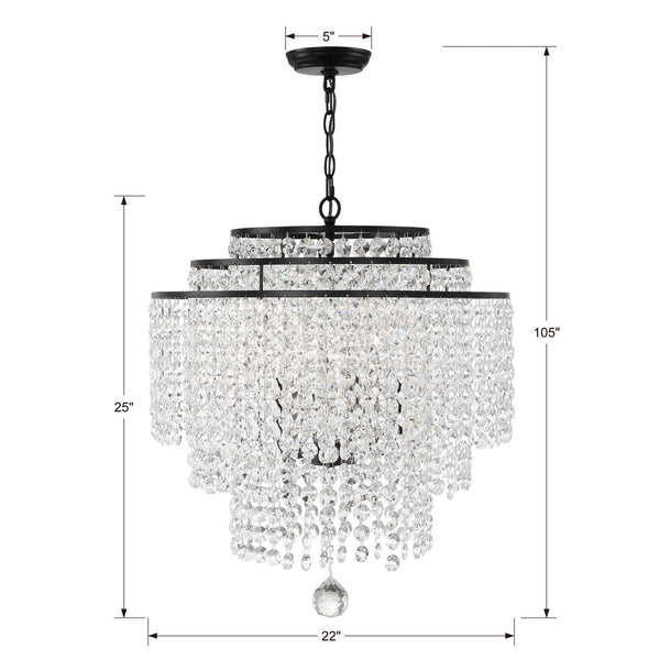 Gabriana 22'' Six Light Chandelier, Matte Black Alt 4.jpg