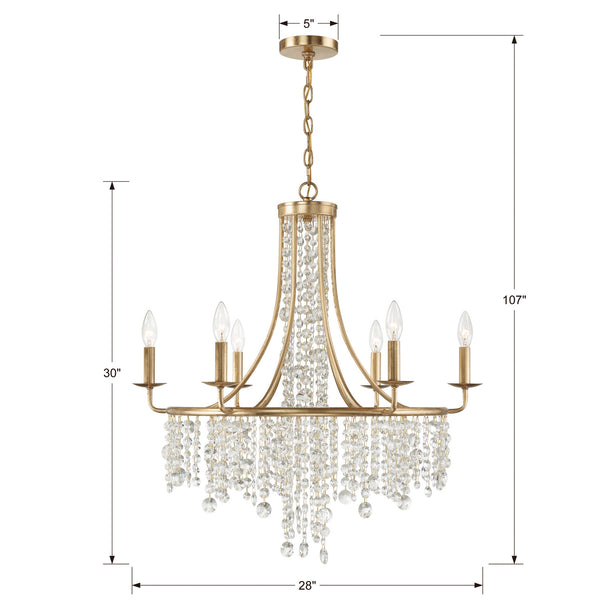 Gabriana 28'' Six Light Chandelier, Antique Gold Alt 4.jpg