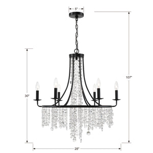 Gabriana 28'' Six Light Chandelier, Matte Black Alt 4.jpg