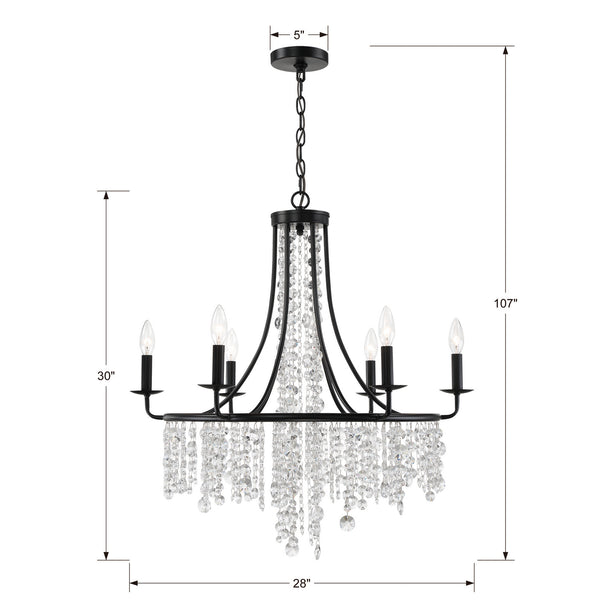 Gabriana 28'' Six Light Chandelier, Matte Black Alt 4.jpg