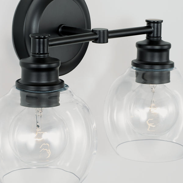 Lee 14.5" Two Light Vanity, Matte Black
