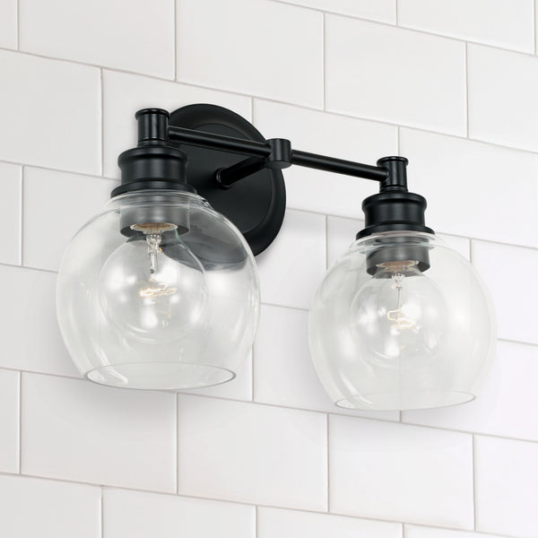 Lee 14.5" Two Light Vanity, Matte Black