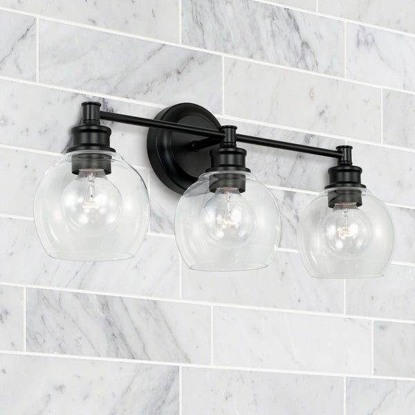 Lee 23.5" Three Light Vanity, Matte Black