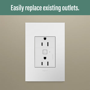 adorne® WNAR153W1 15A Smart Outlet with Netatmo Plus-Size, White