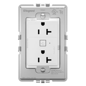 adorne® WNAR203W1 20A Smart Outlet with Netatmo, Plus-Size, White