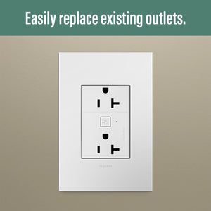 adorne® WNAR203W1 20A Smart Outlet with Netatmo, Plus-Size, White