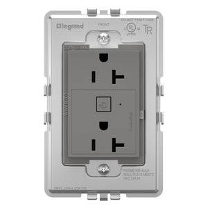 adorne® WNAR203M1 20A Smart Outlet with Netatmo, Plus-Size, Magnesium