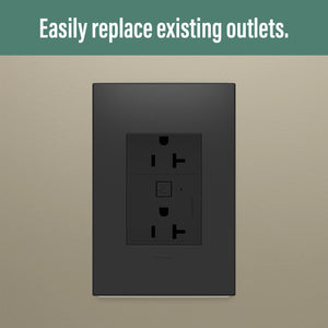 adorne® WNAR203G1 20A Smart Outlet with Netatmo, Plus-Size, Graphite