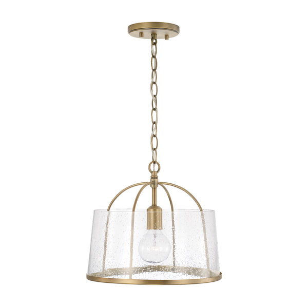 Kendal 13" One Light Semi Flush Mount, Aged Brass