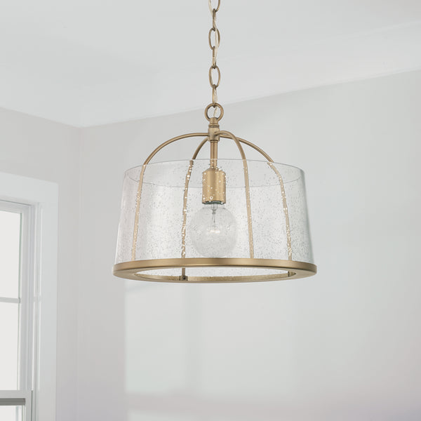 Kendal 13" One Light Semi Flush Mount, Aged Brass