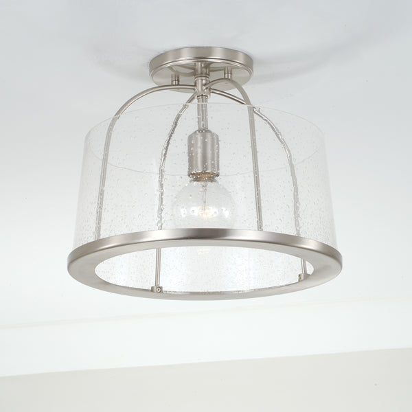 Kendal 13" One Light Semi Flush Mount, Brushed Nickel