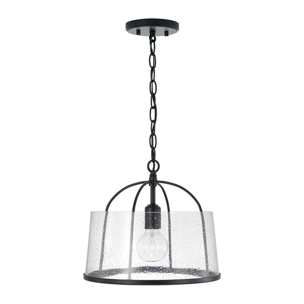 Kendal 13" One Light Semi Flush Mount, Matte Black