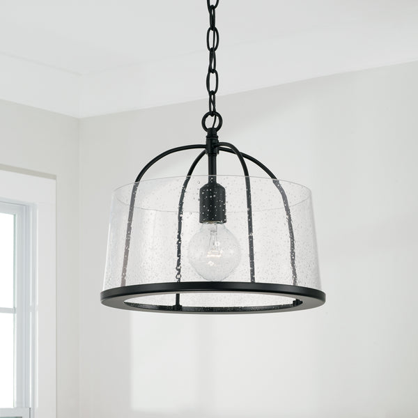 Kendal 13" One Light Semi Flush Mount, Matte Black