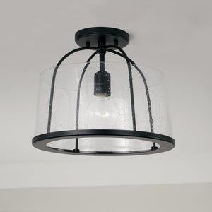 Kendal 13" One Light Semi Flush Mount, Matte Black