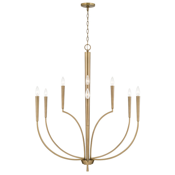 Evelin 40" Ten Light Chandelier, Aged Brass