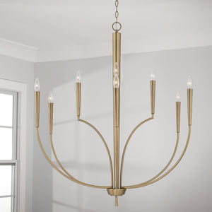 Evelin 40" Ten Light Chandelier, Aged Brass