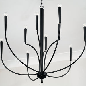 Evelin 40" Ten Light Chandelier, Matte Black