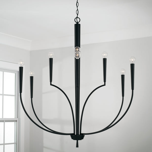 Evelin 40" Ten Light Chandelier, Matte Black