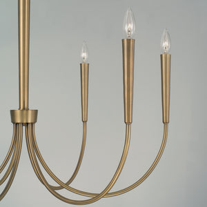 Evelin 33" Six Light Chandelier, Aged Brass
