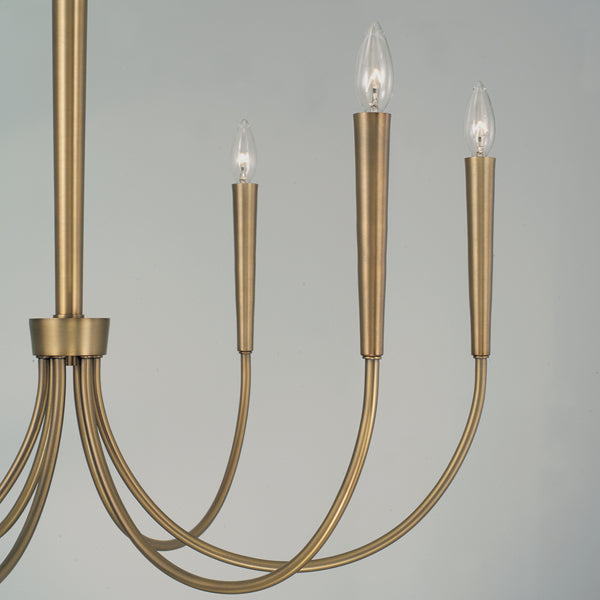 Evelin 33" Six Light Chandelier, Aged Brass