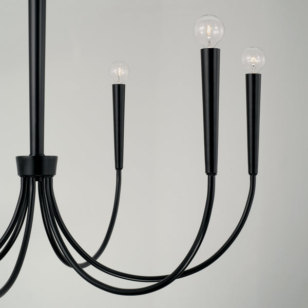 Evelin 33" Six Light Chandelier, Matte Black