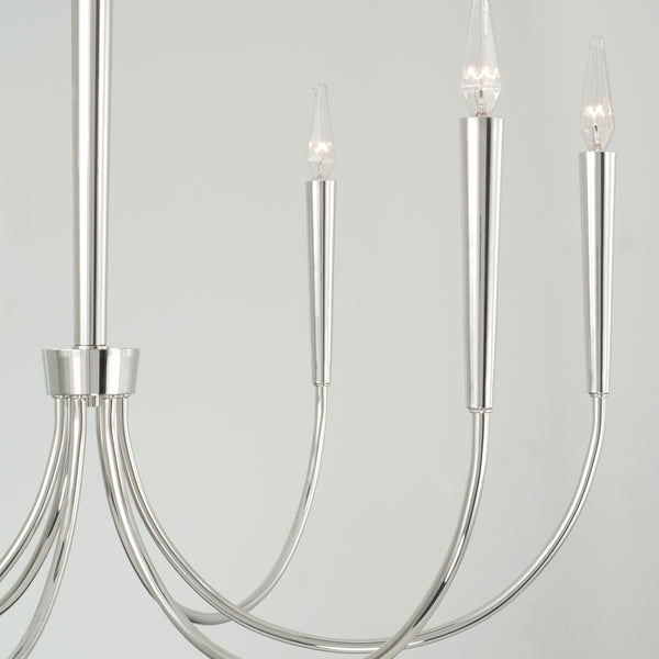 Evelin 33" Six Light Chandelier, Polished Nickel