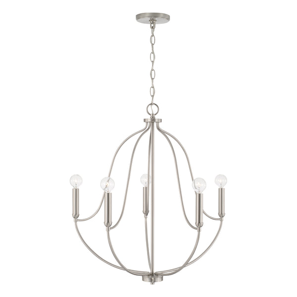 Kendal 25" Five Light Chandelier, Brushed Nickel