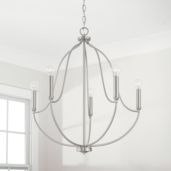 Kendal 25" Five Light Chandelier, Brushed Nickel